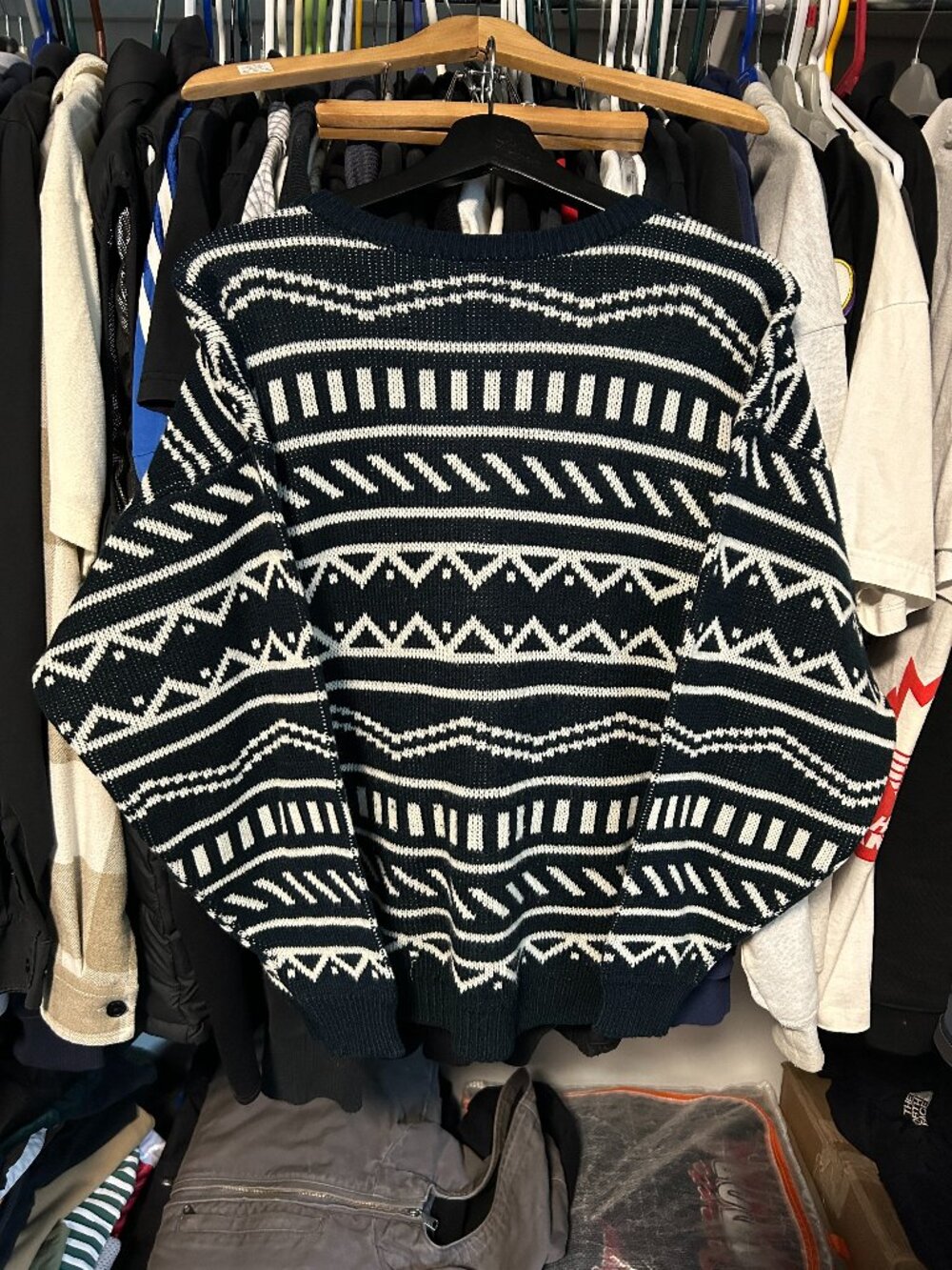 90s Black and White Vintage Knit Sweater - Fit M